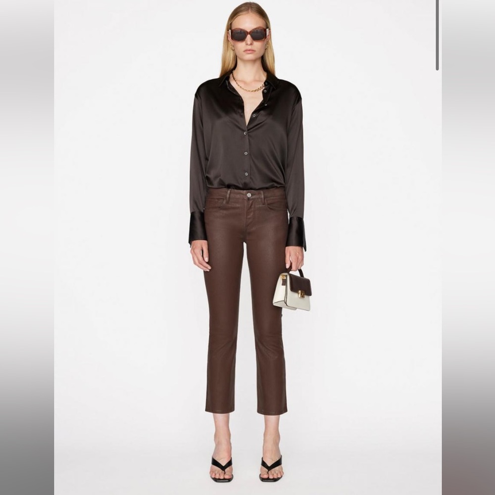 Frame Le Crop Mini Boot Bordeaux coated jeans Cropped - Picture 5 of 16